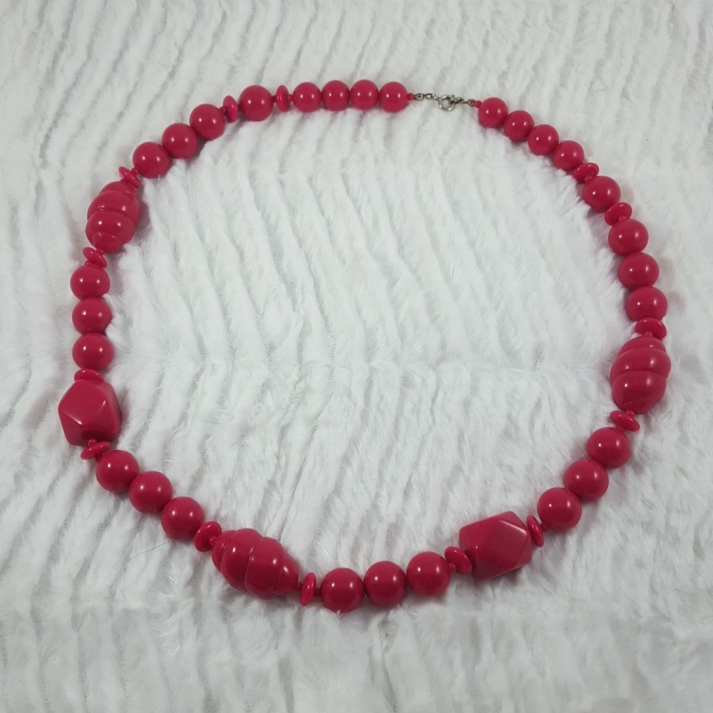 ♡Pink Chunky Beaded Necklace♡